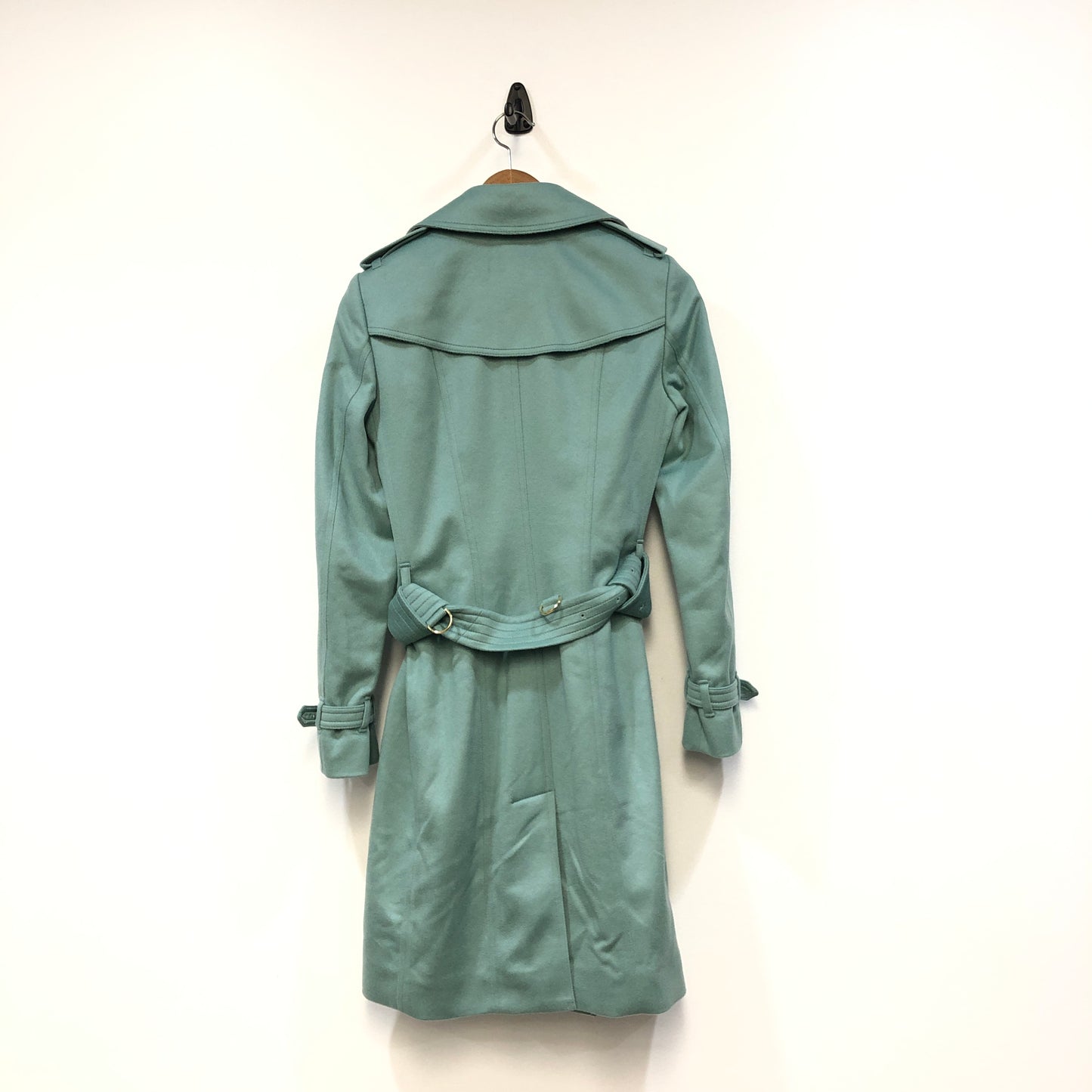 Burberry The Sandringham Tiffany Blue Cotton Trench Coat Size UK 6