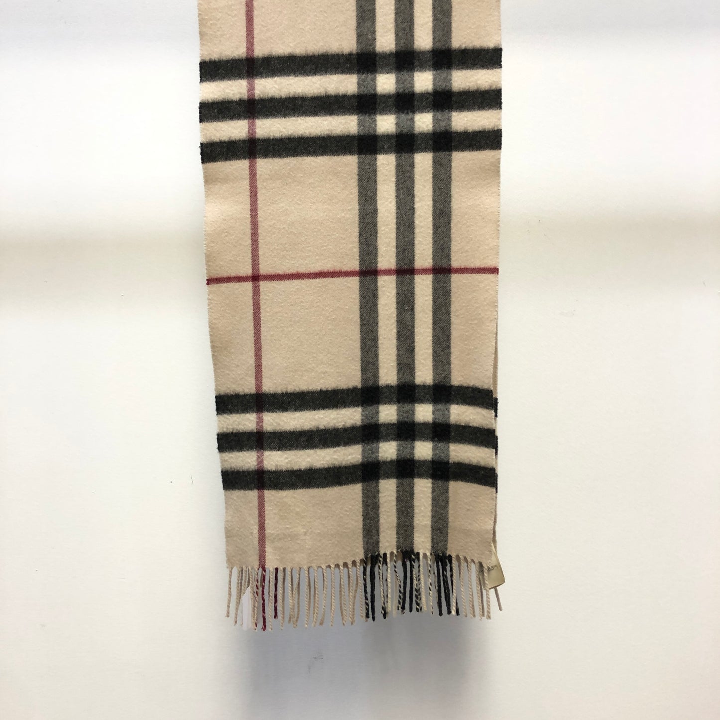 Burberry Beige Black Red Nova Check Cashmere Scarf 162×30cm