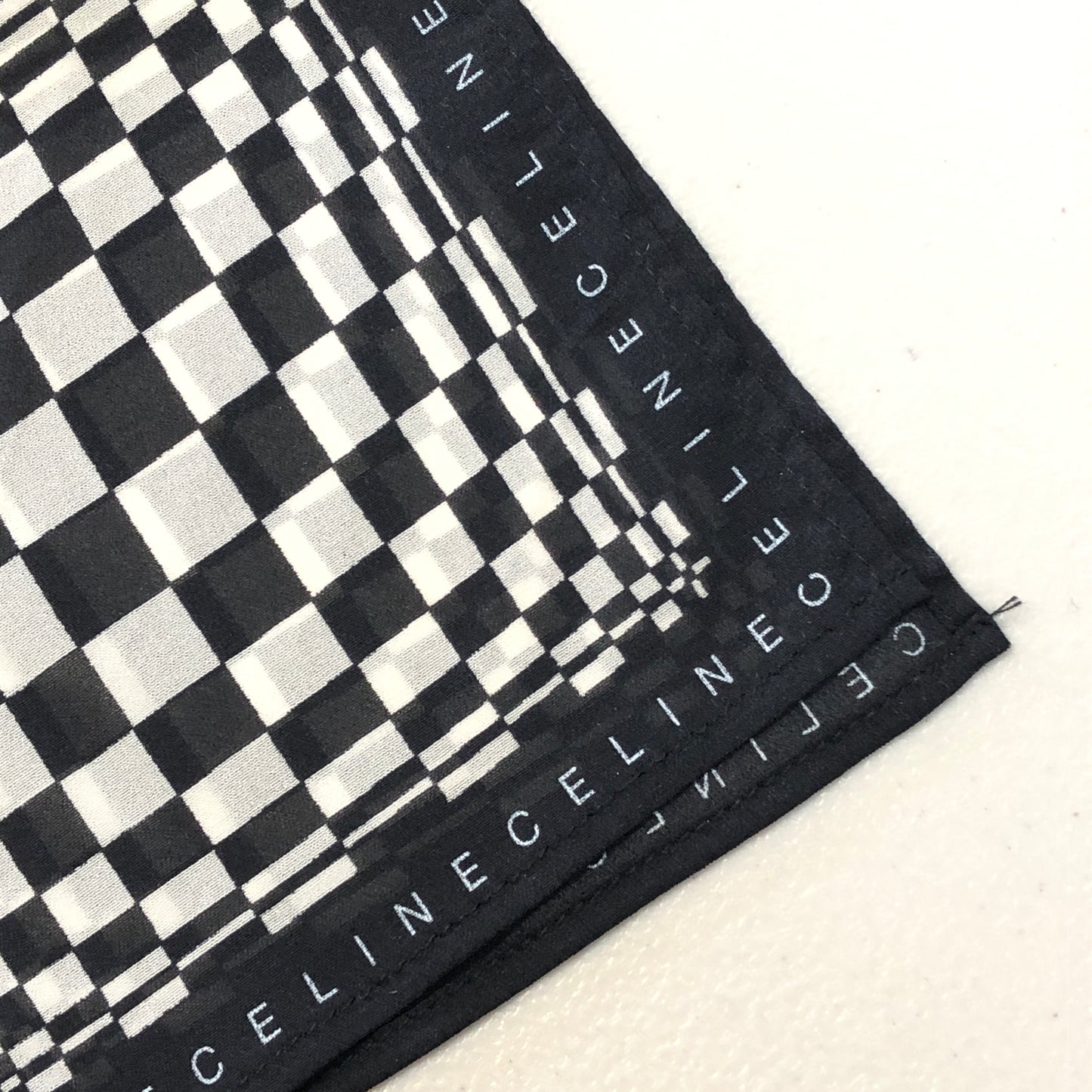 Celine Black/White Optical Check Silk Scarf 65*65cm