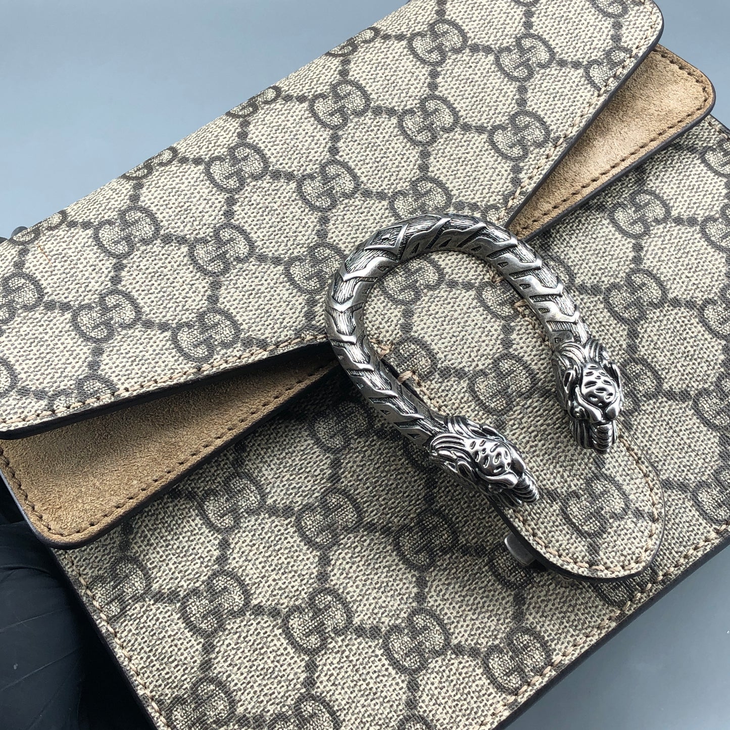 Gucci Dionysus GG Supreme Canvas Small Shoulder Bag Beige
