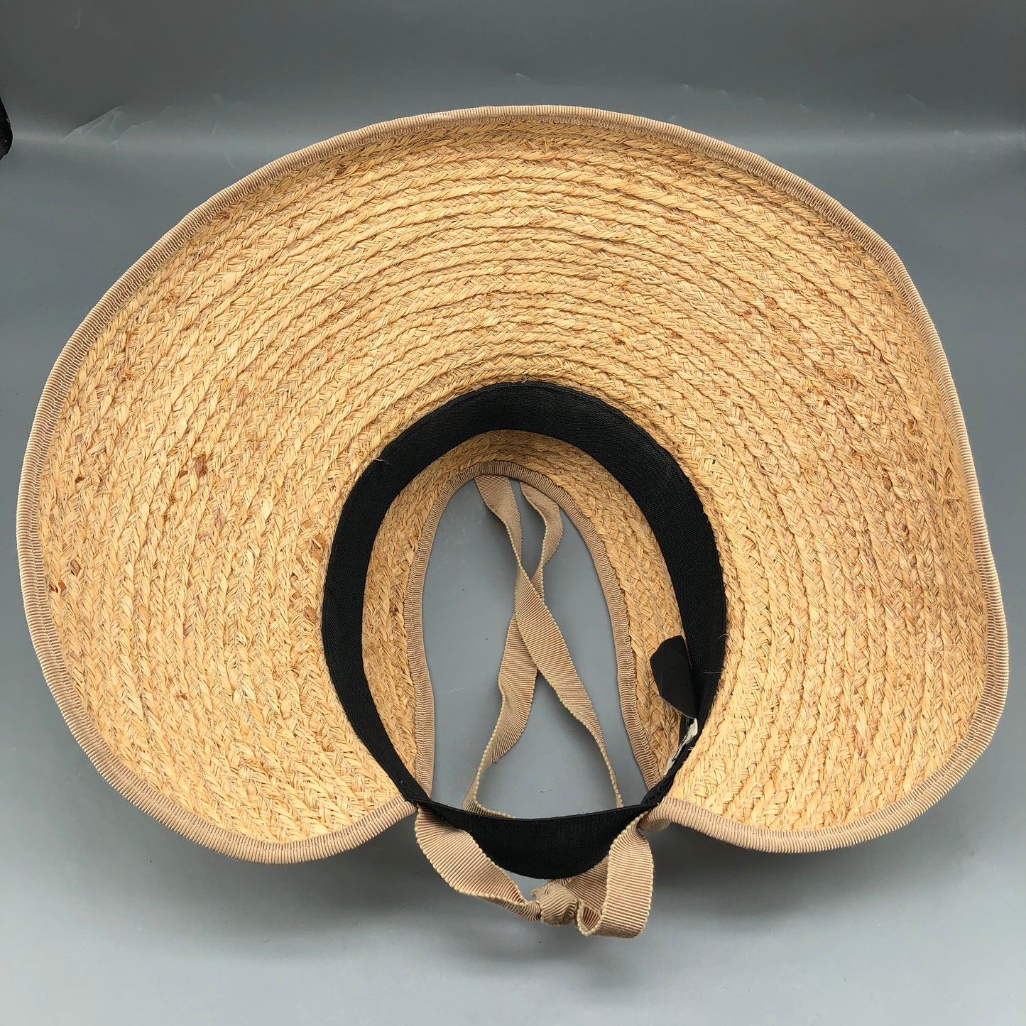 Miu Miu Crystal Embellished Raffia Visor Sun Hat Size M