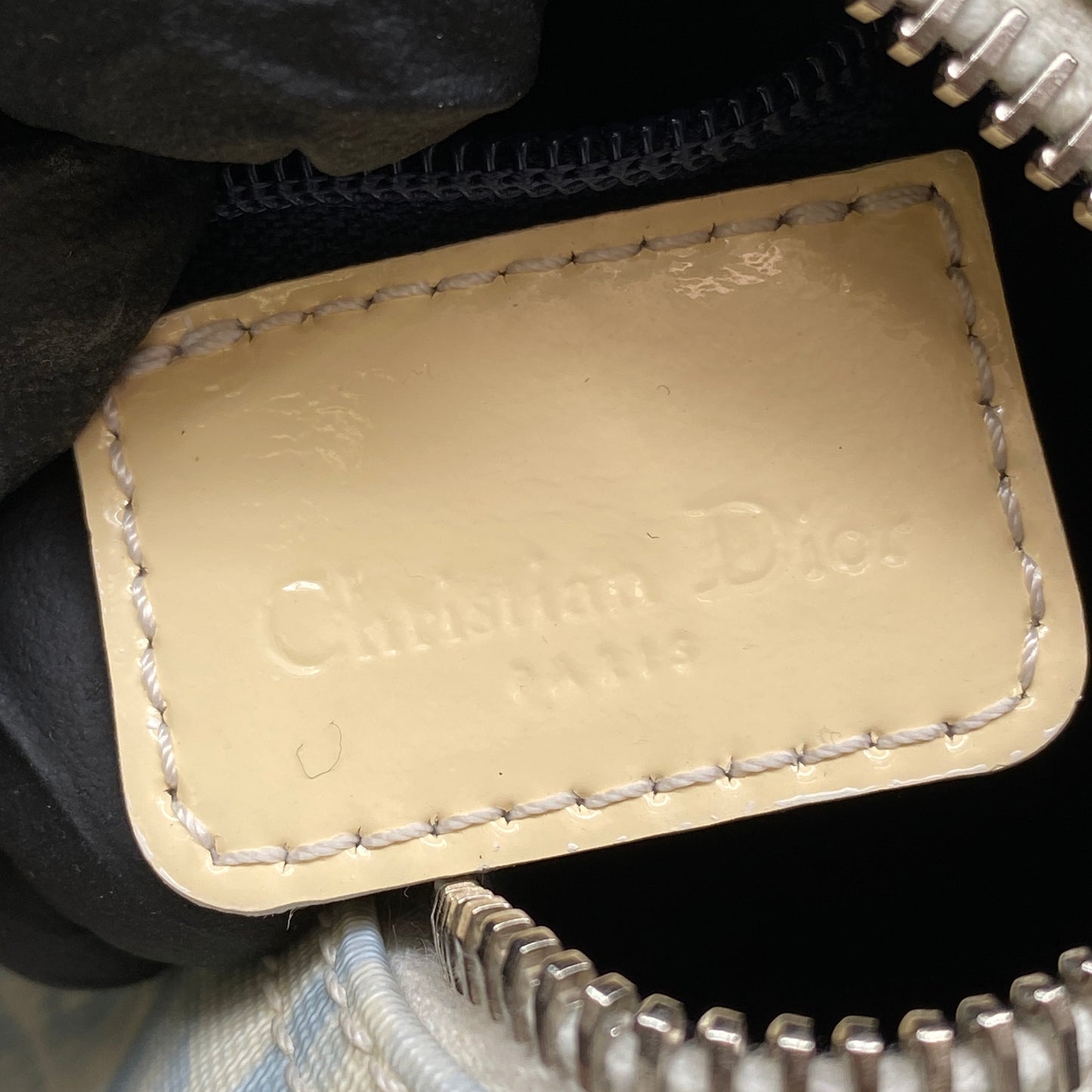 Christian Dior Vintage Oblique Boston Handbag cream/blue