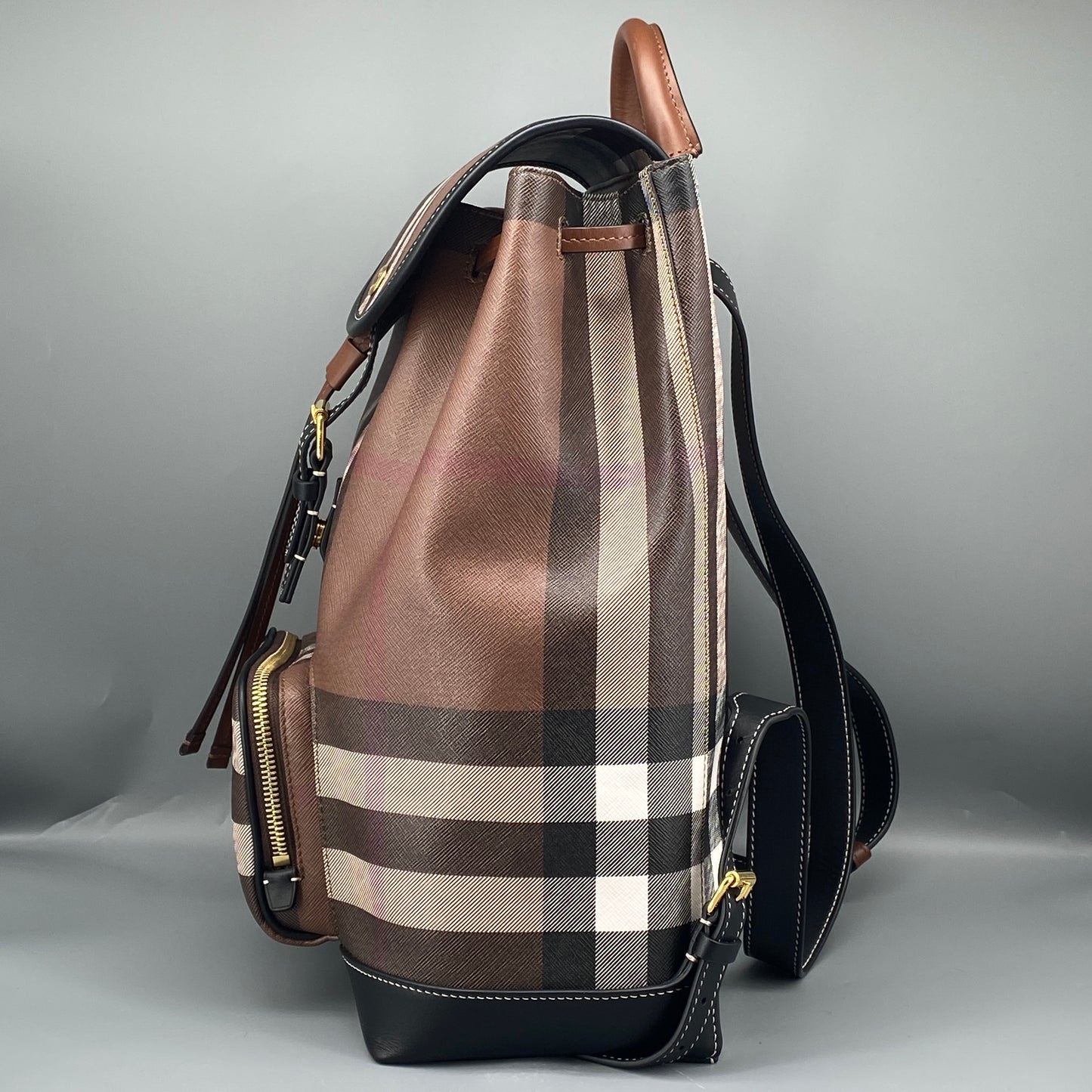Burberry Brown Check Drawstring Backpack Bag