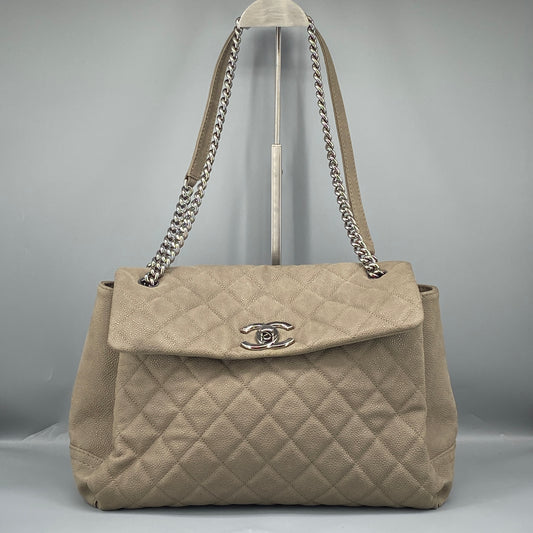 Chanel Taupe Caviar Quilted Chain Shoulder Bag