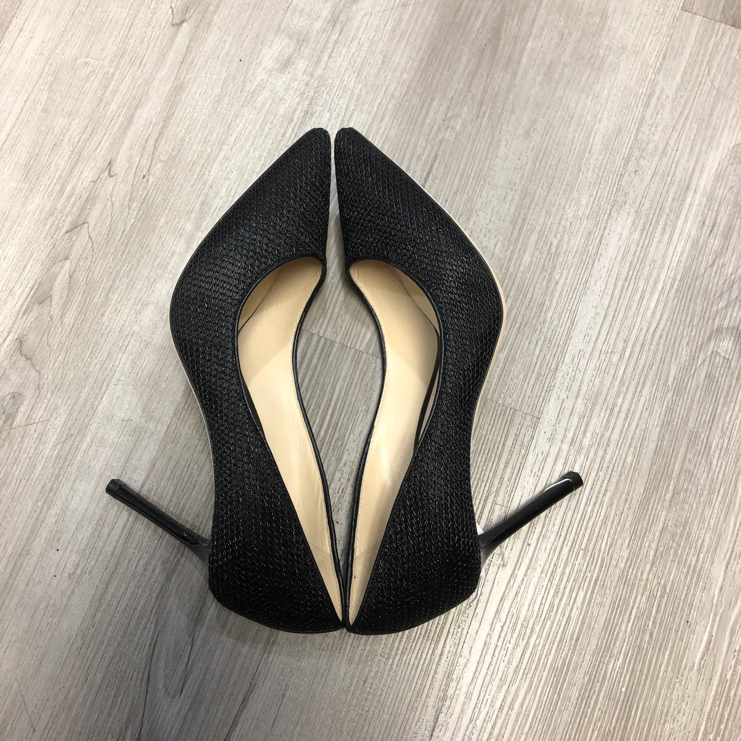 Jimmy Choo Women‘s Glitter Fabric Pointed Toe Stiletto Pumps Shoes 35.5 Black