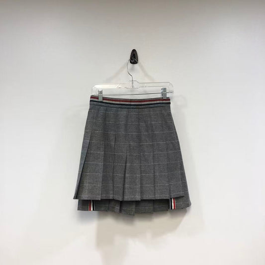 Thom Browne Windowpane Wool Pleated Mini Skirt