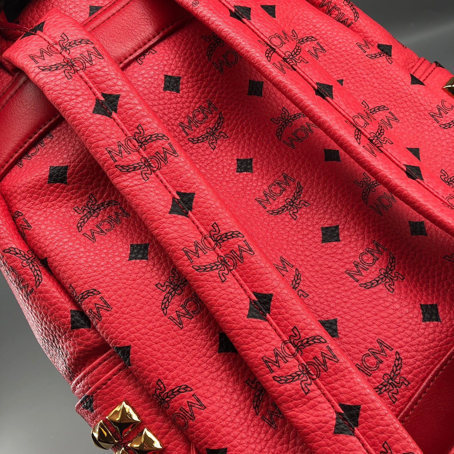 MCM Visetos Coated Canvas Small Backpack Hot Pink