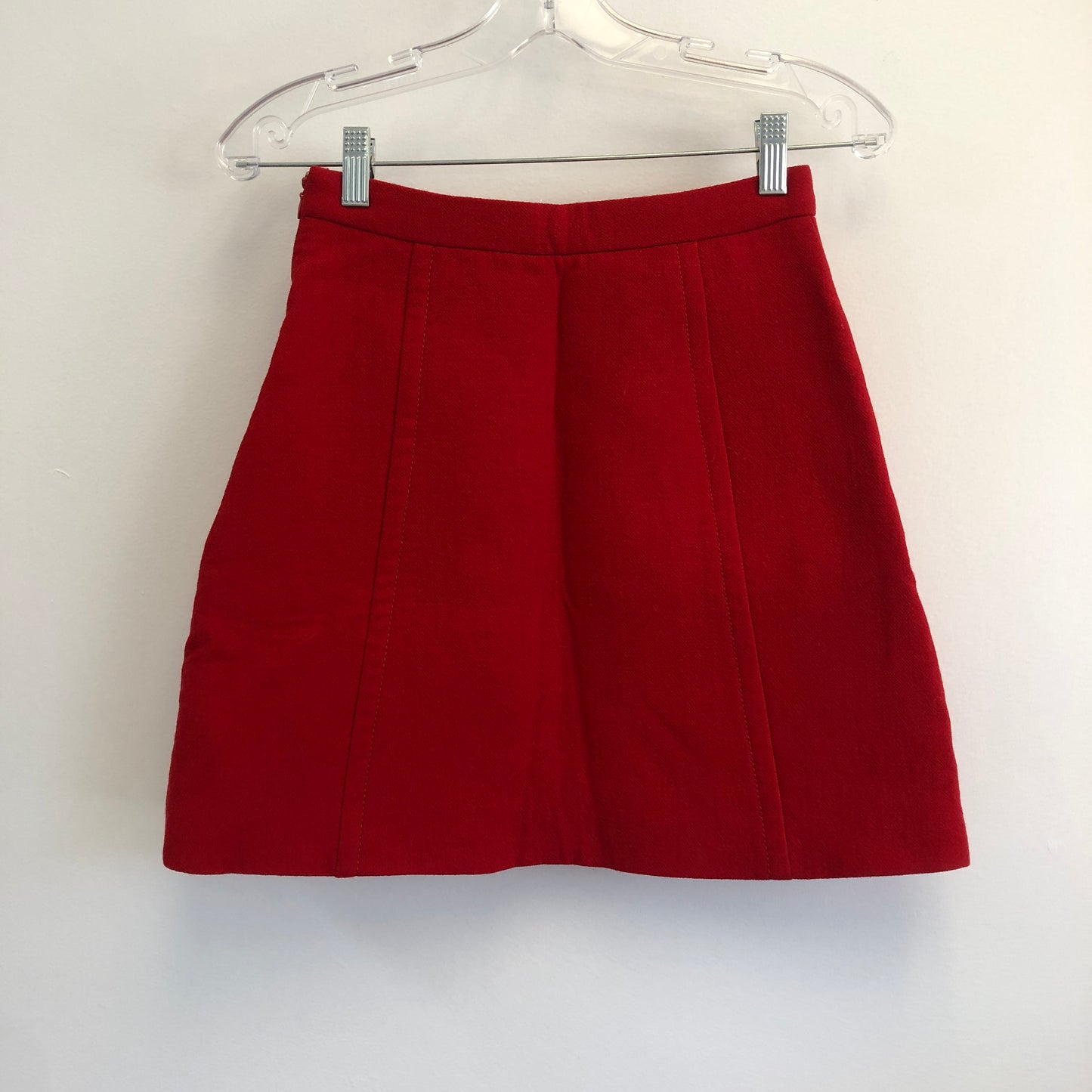 Miu Miu Red Wool Bow Detail A-Line Mini Skirt Size 38