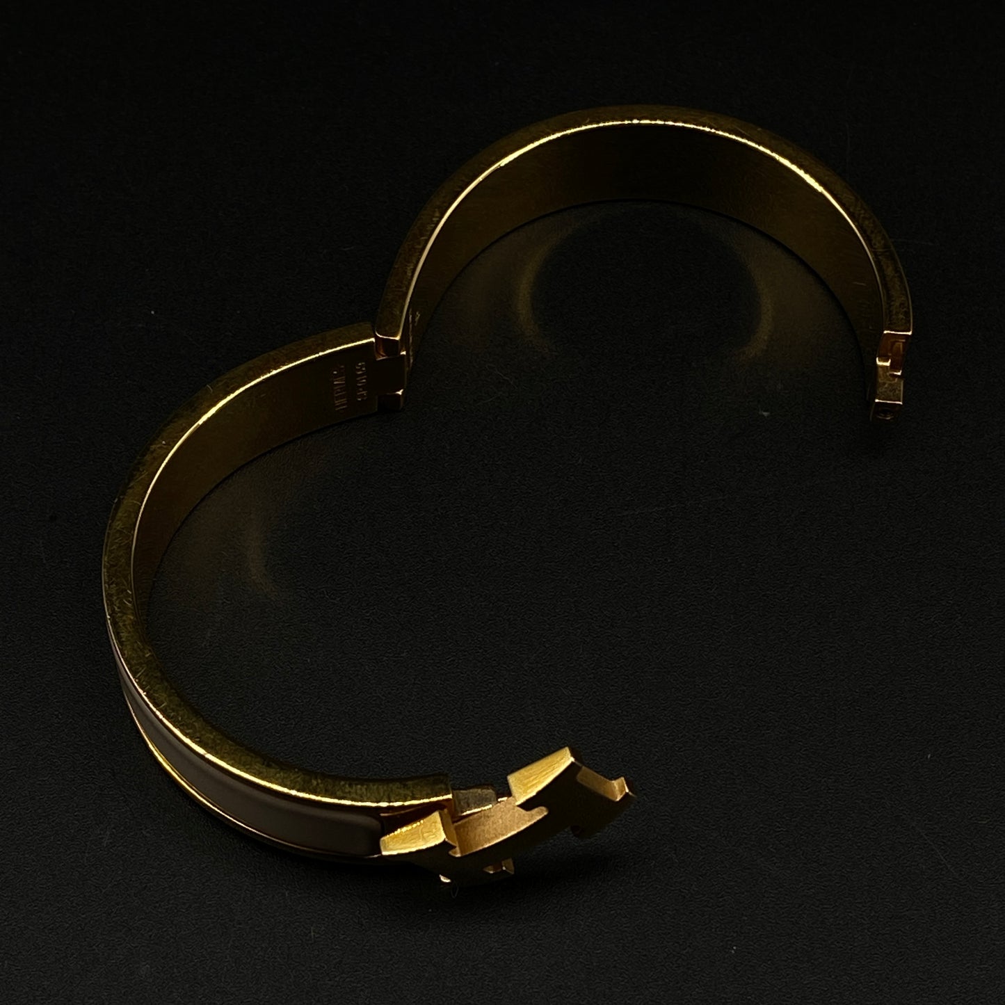 Hermes Taupe Enamel H Buckle Bangle Bracelet