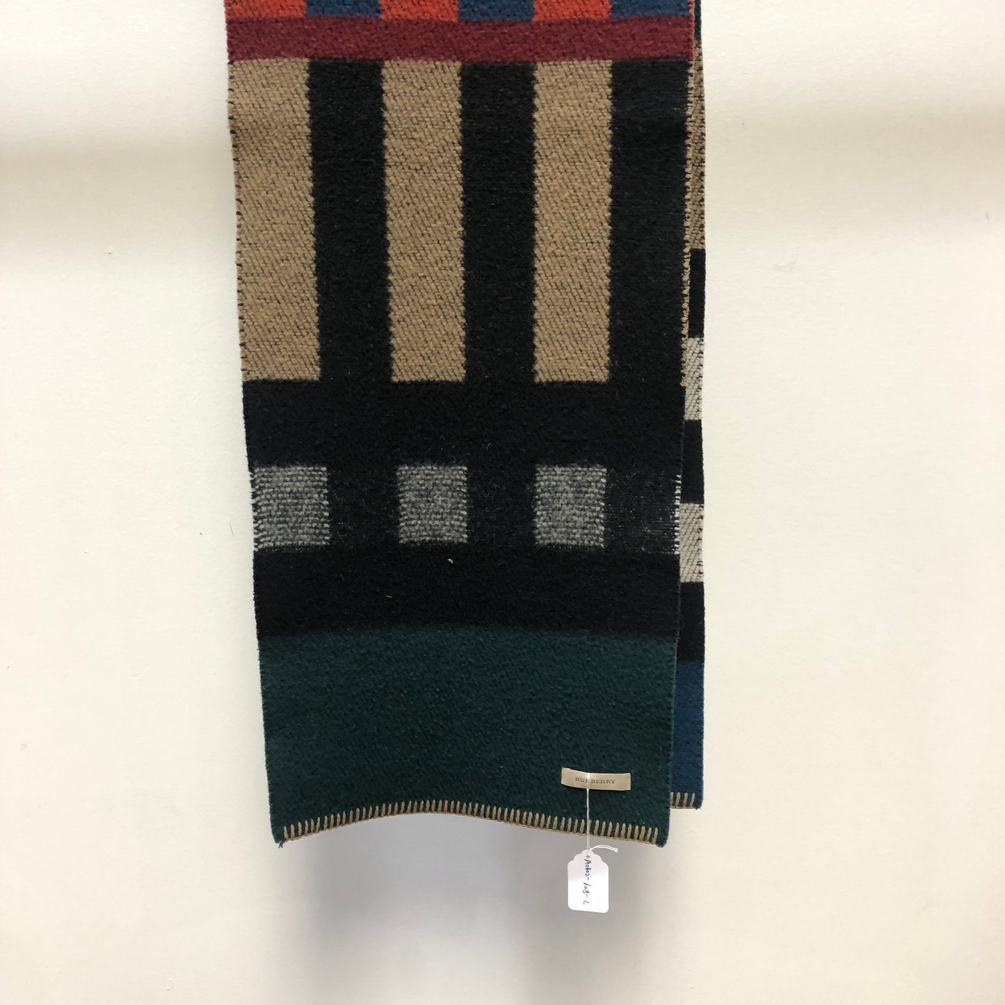 Burberry Multi‑Color Geometric Block Knit Scarf 182×30cm