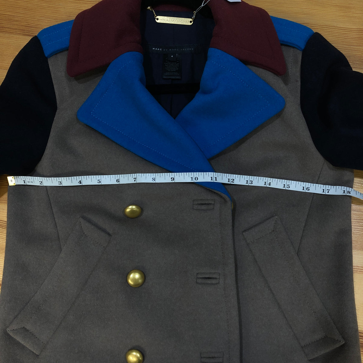 Marc Jacobs Multi‑Color Colorblock Double Breasted Jacket Size 4