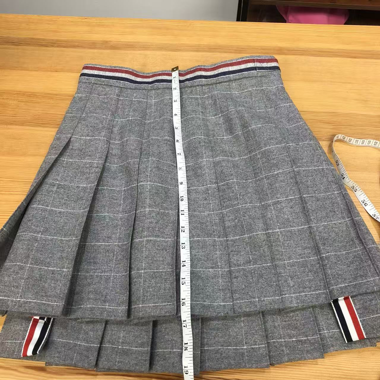 Thom Browne Windowpane Wool Pleated Mini Skirt