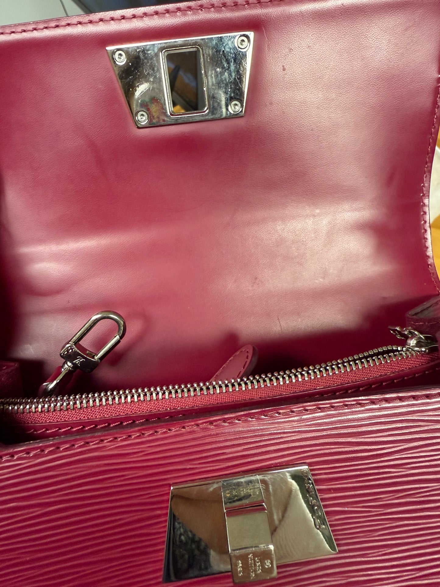 Louis Vuitton Red Epi Sevigne Top Handle Bag