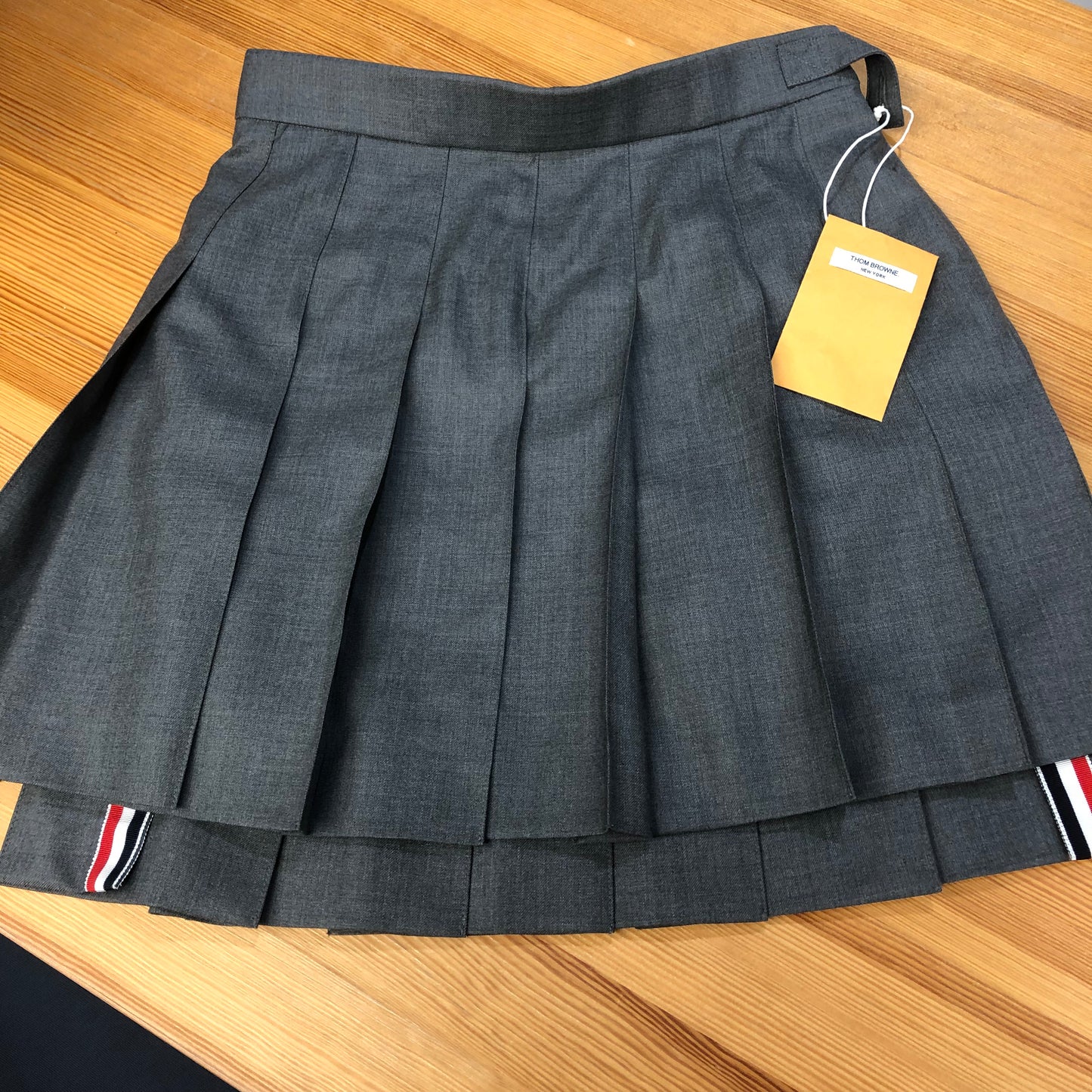 Thom Browne Grey Wool Pleated Skirt Size 40