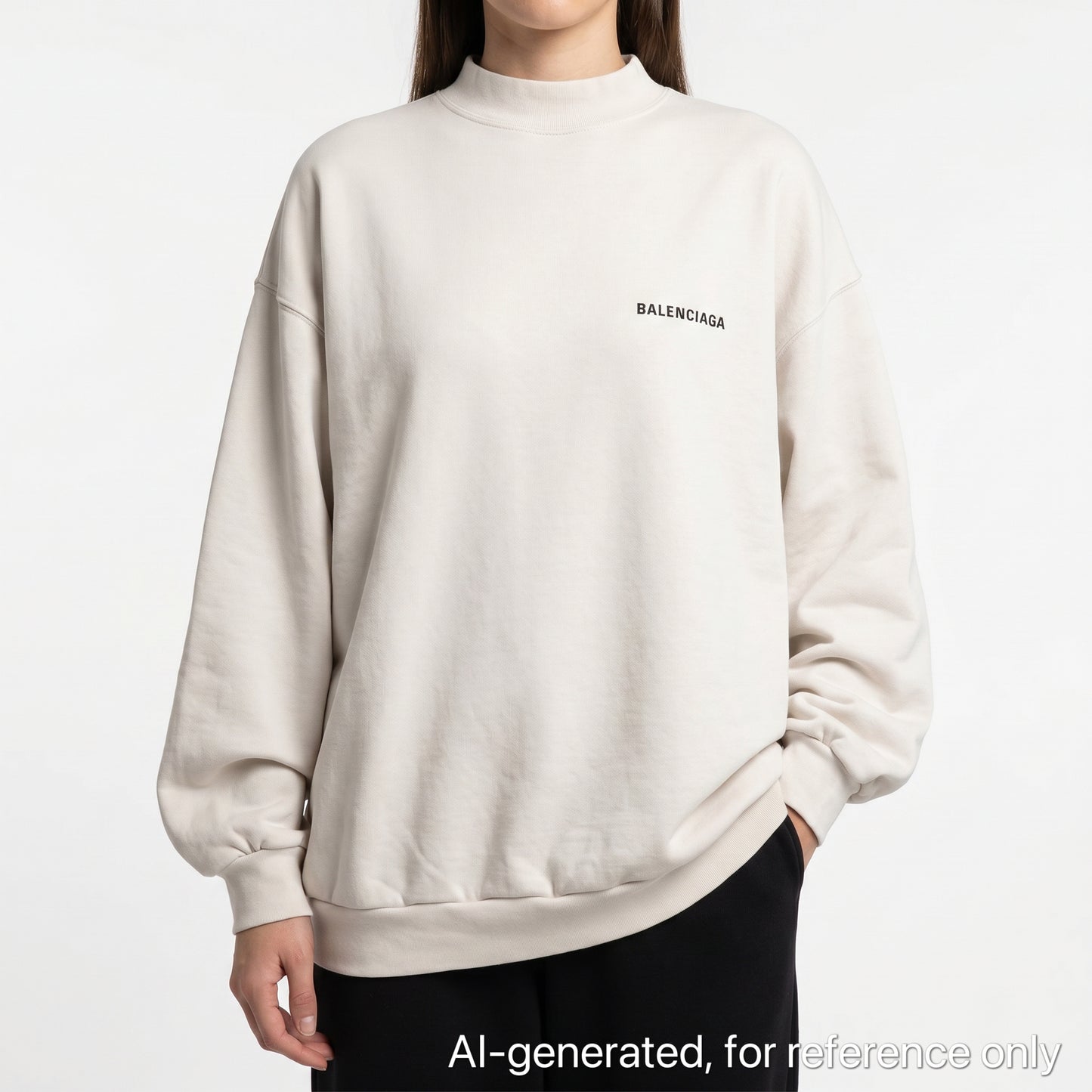 Balenciaga Logo Print Crew Neck Sweatshirt Size 2 White P2P 28 Inches