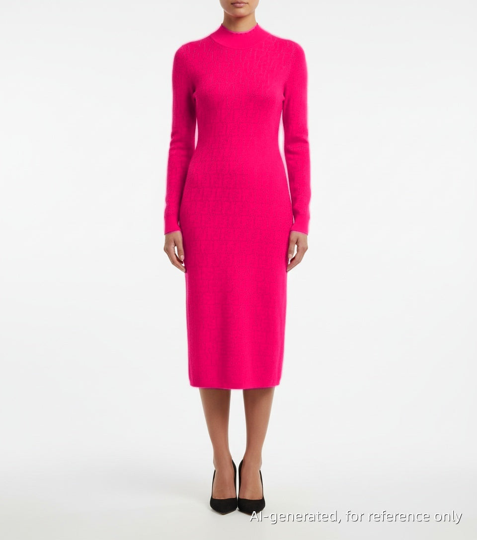Fendi Long Sleeve Knit Dress Pink Size 38
