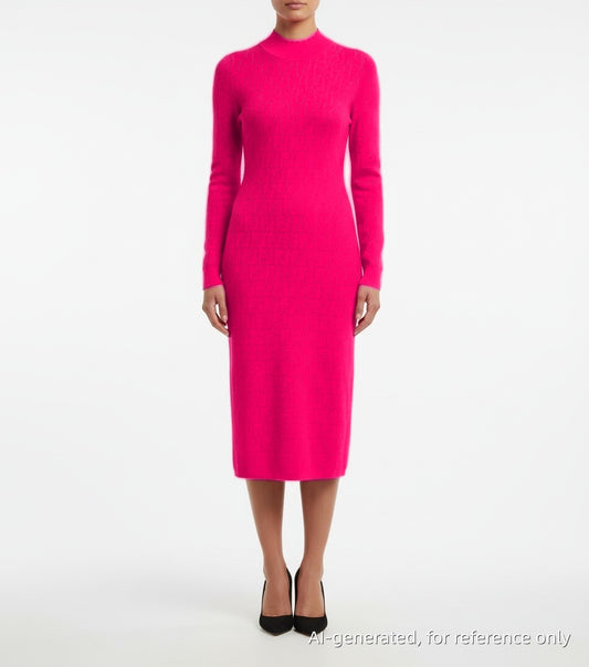 Fendi Long Sleeve Knit Dress Pink Size 38