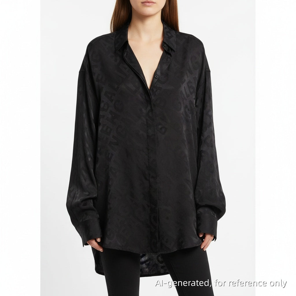 Balenciaga Logo Pattern Shirt Size 40 Black
