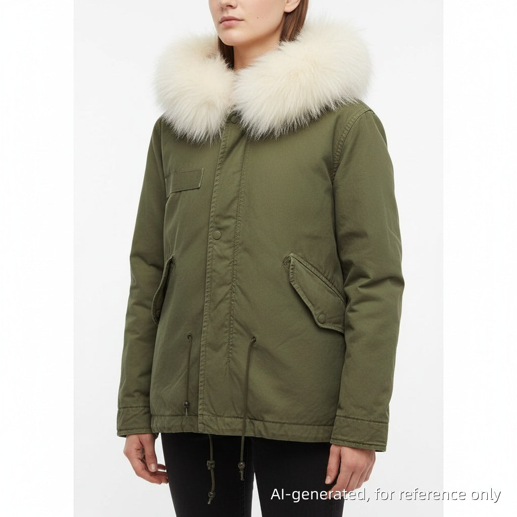 Mr & Mrs Italy Fur Trim Parka Size XS Green