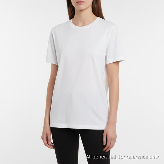 Gucci White Logo Embellished T-Shirt Size M
