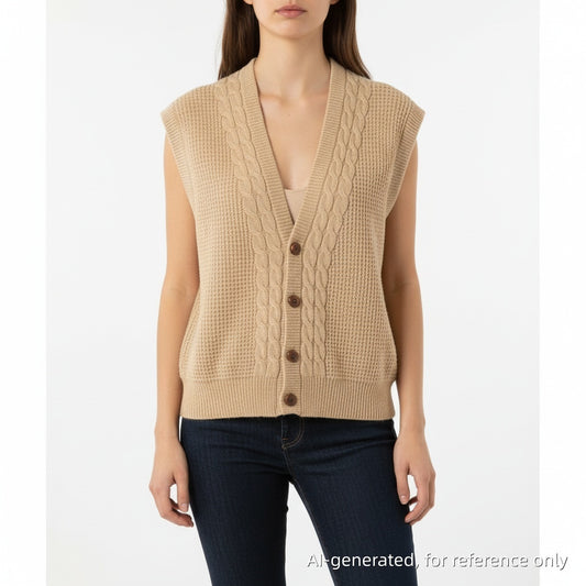 Christian Dior Skin Color Cable Knit Button Vest Size XL