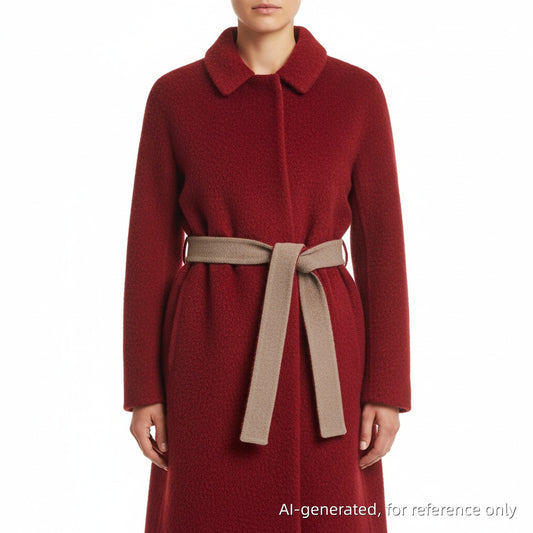 MaxMara Red Wool Belted Mid-Length Coat Size US 8