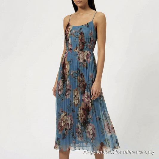 Gucci Blue Floral Print Two-Layer Slip Dress Size 38