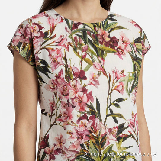 Dolce & Gabbana White Floral Print Cap Sleeve Blouse Size 38