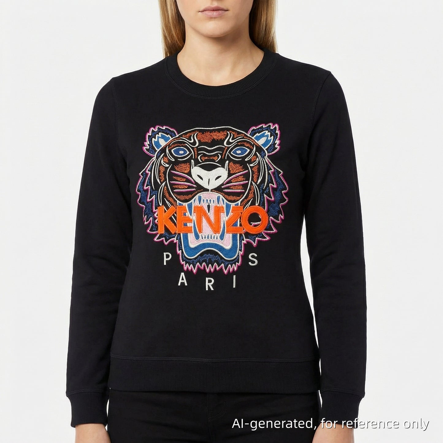 Kenzo M Black Tiger Embroidered Crewneck Sweatshirt