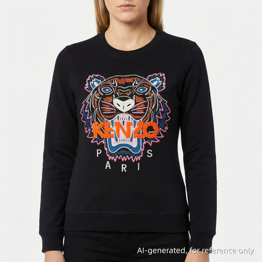 Kenzo M Black Tiger Embroidered Crewneck Sweatshirt