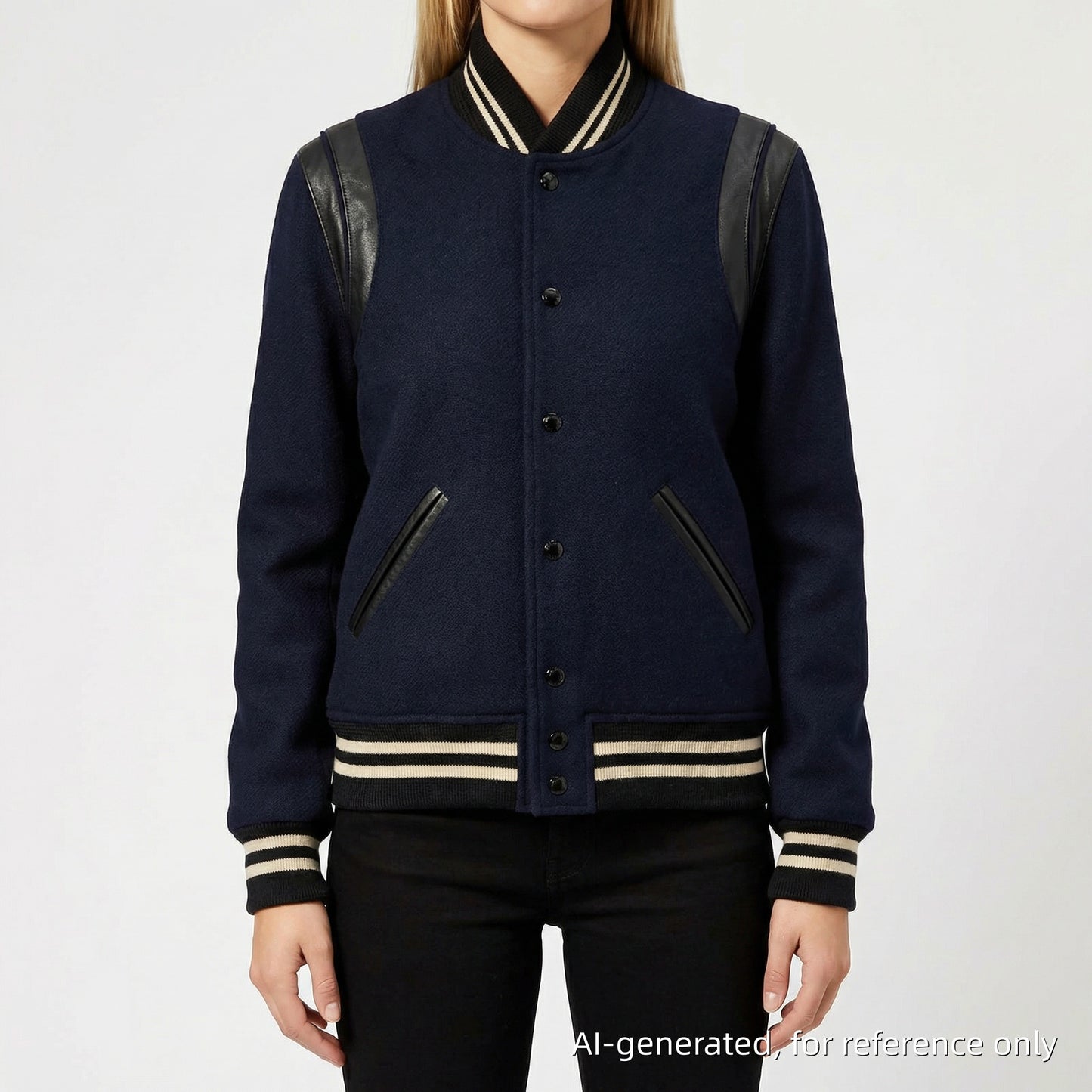 Saint Laurent Dark Blue Teddy Varsity Jacket Size 44