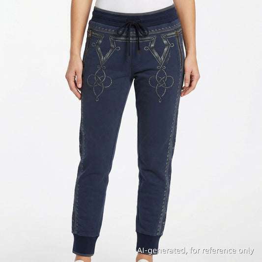 Dolce & Gabbana Navy Blue Embroidered Jogger Pants Size 48