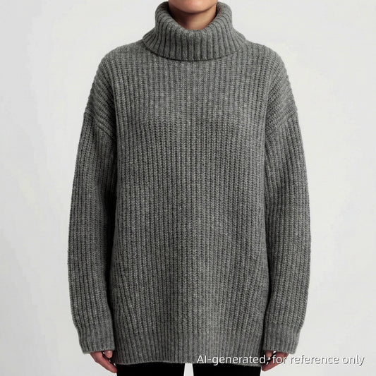 Acne Studios Grey Ribbed Knit Turtleneck Sweater Size S