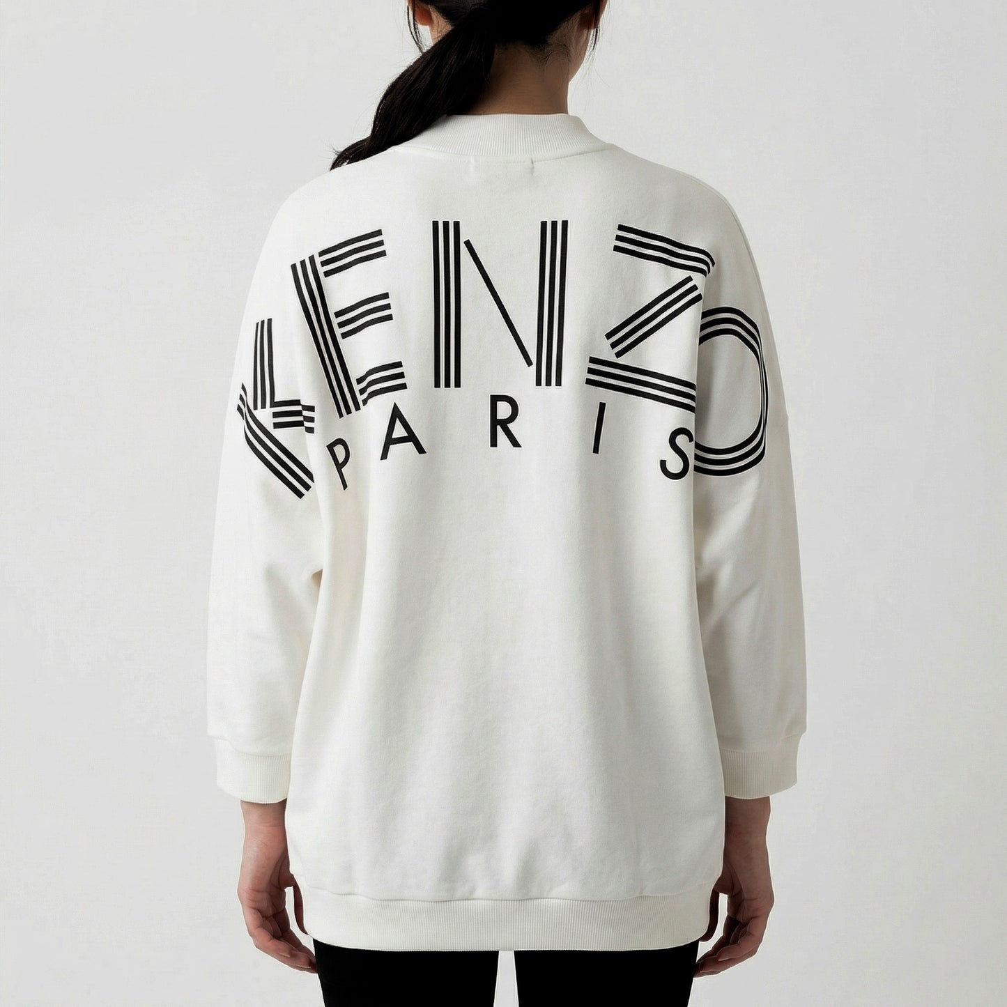 Kenzo White V-Neck 3/4 Sleeve Logo T-Shirt Size S