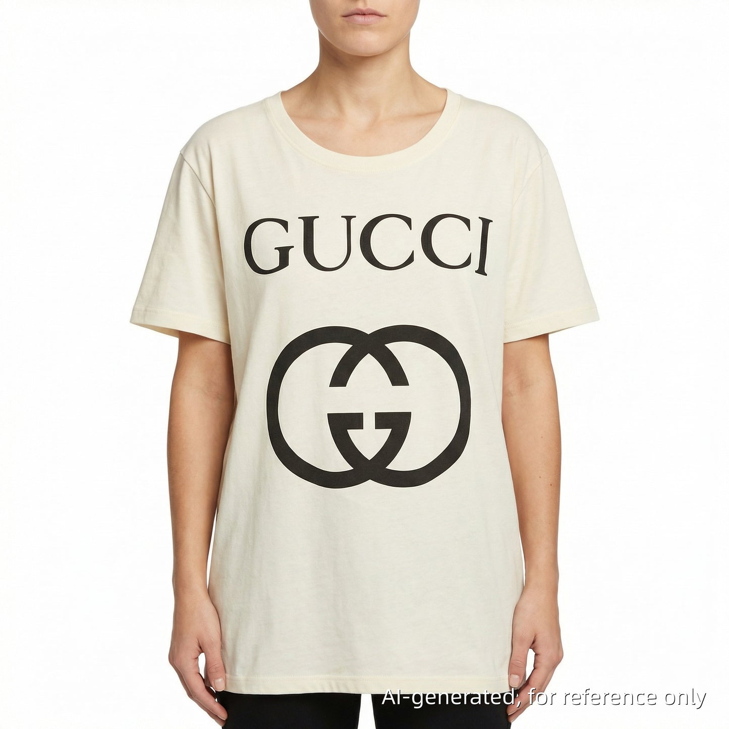 Gucci Cream/Black Interlocking G Logo T-Shirt Size S