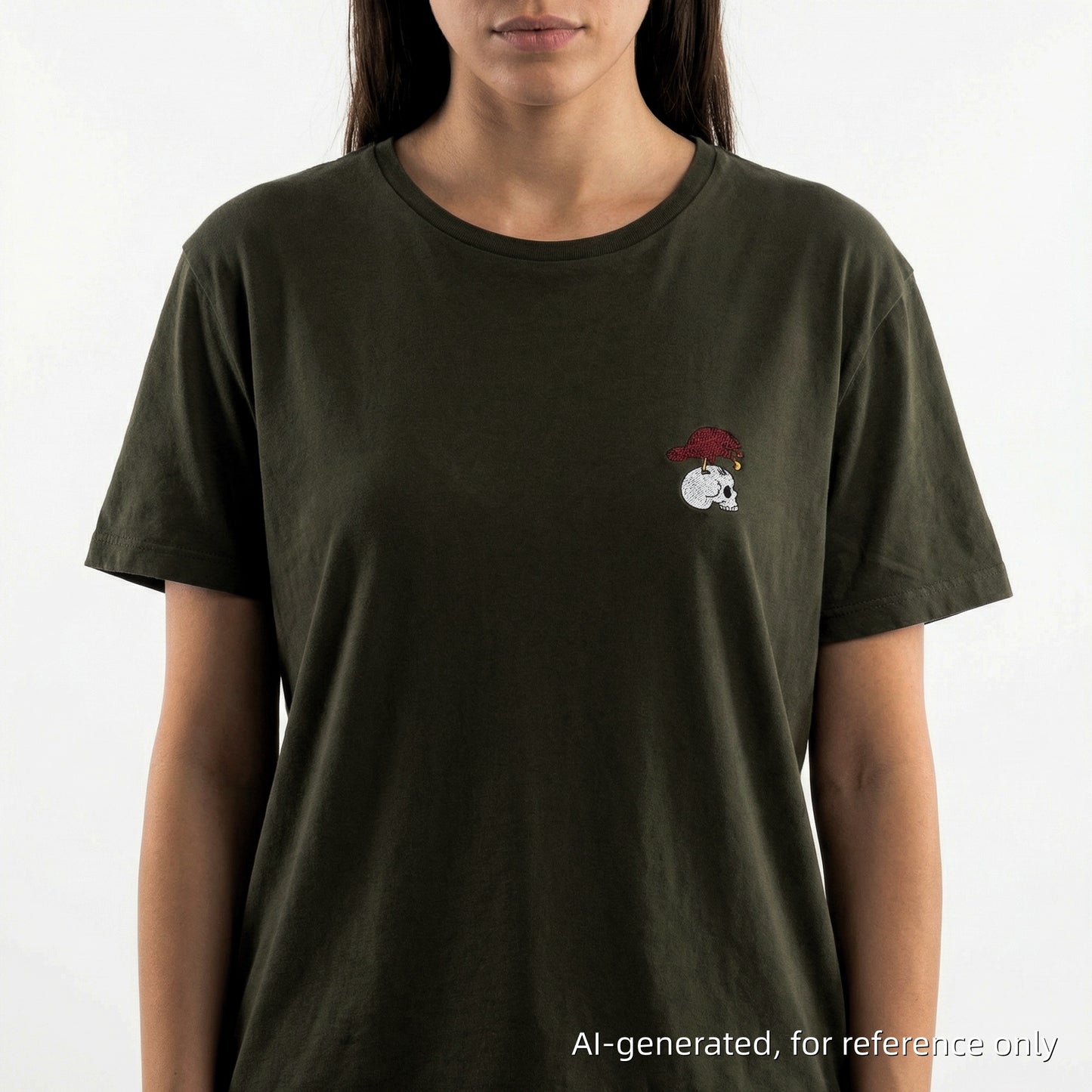Alexander McQueen Dark Green Skull Embroidered T-Shirt Size M