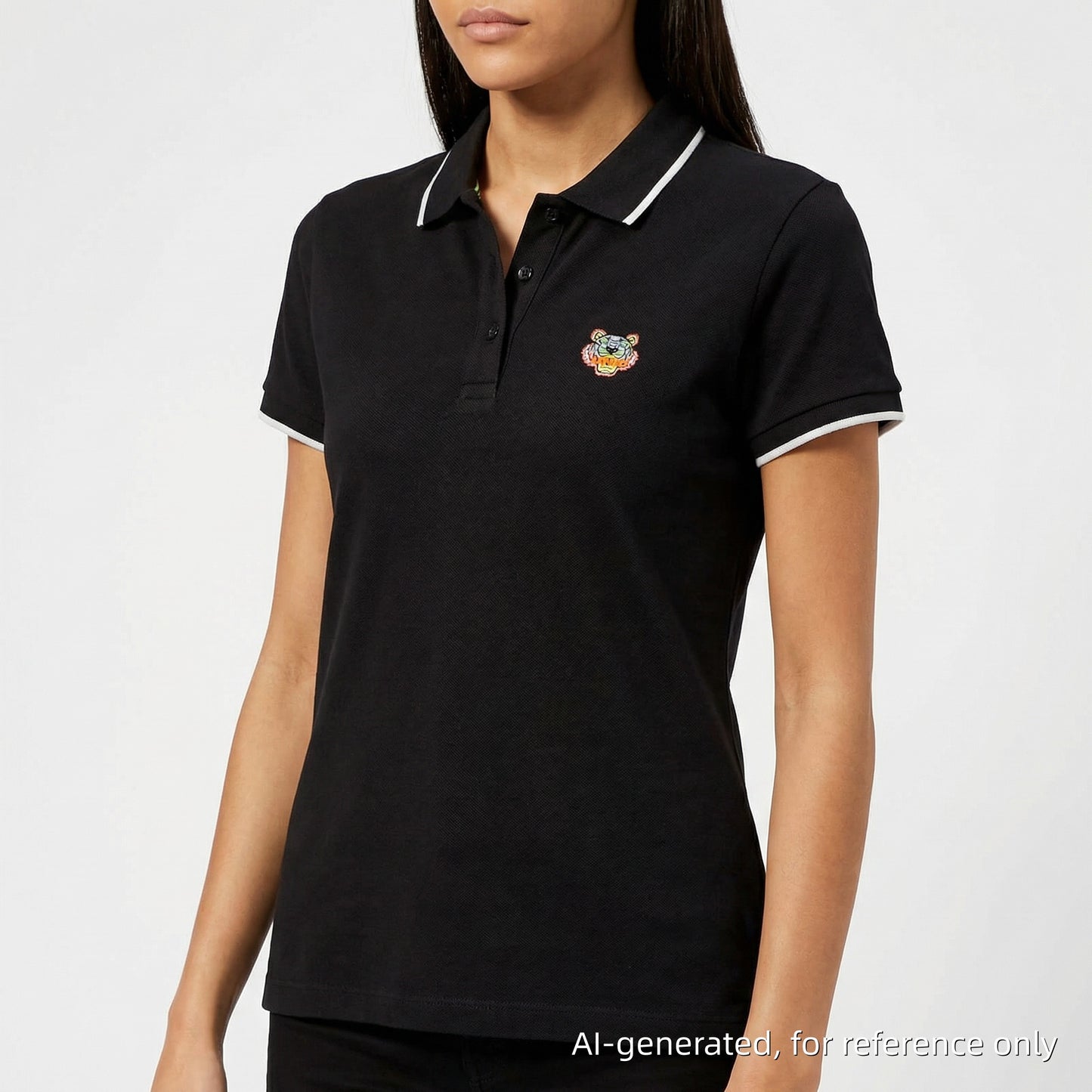Kenzo Black Tiger Embroidered Polo Shirt Size XS