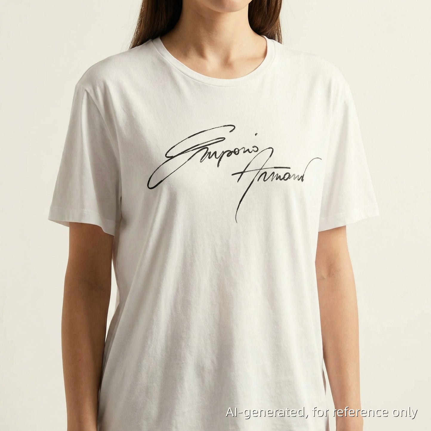 Emporio Armani White Signature Print T-Shirt Size L