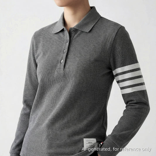 Thom Browne 4-Bar 2003 Long Sleeve Polo Shirt Size 44 Grey