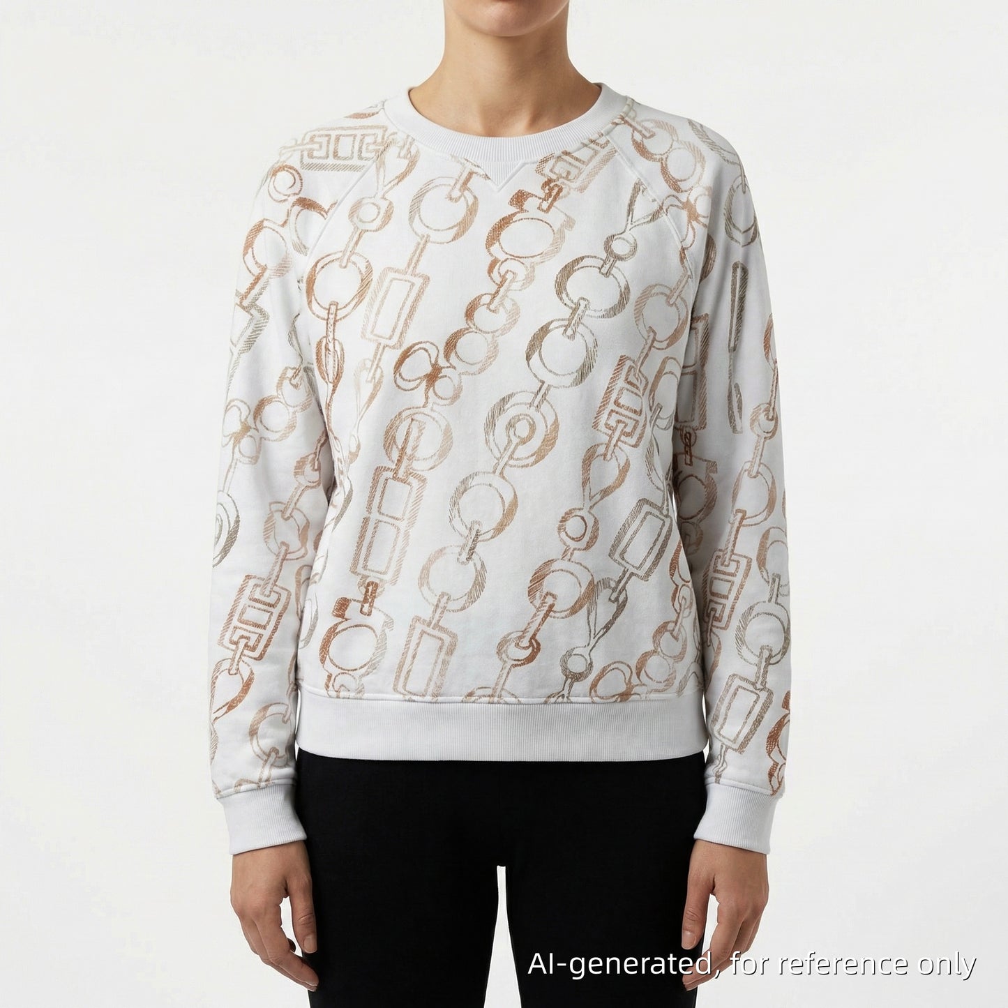 Hermes White/Orange Chain Print Sweatshirt Size 40