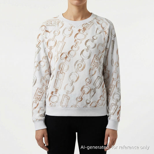 Hermes White/Orange Chain Print Sweatshirt Size 40