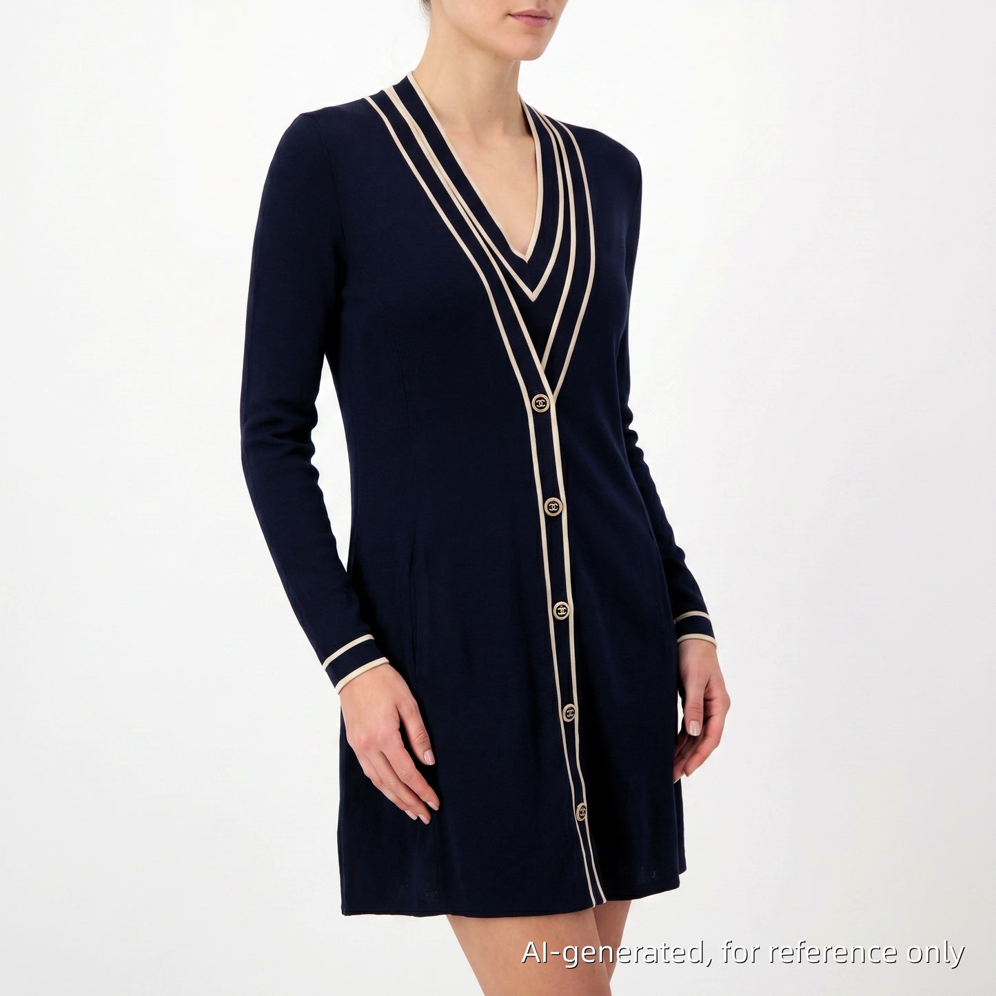 Chanel Black Cardigan with Attached Vest Size 36