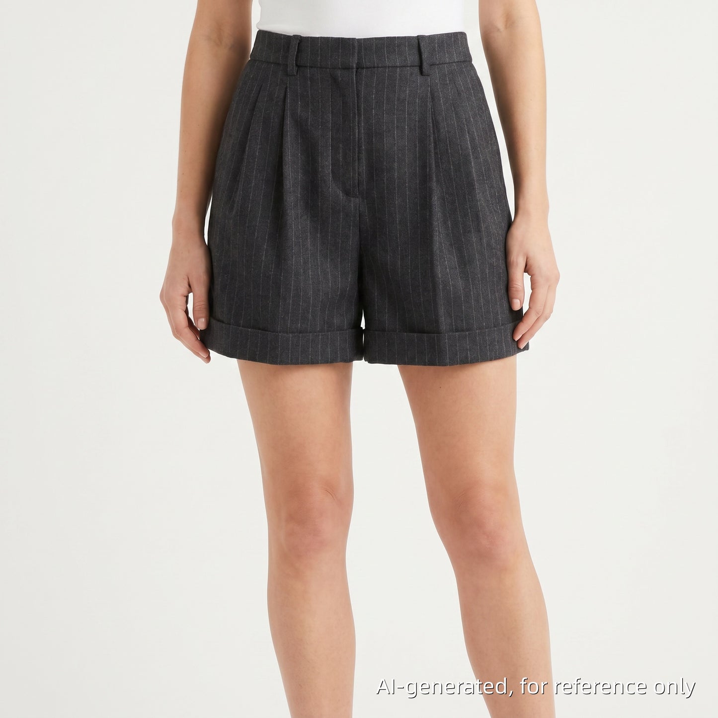 Celine Dark Grey Pinstripe Wool Shorts Size 36