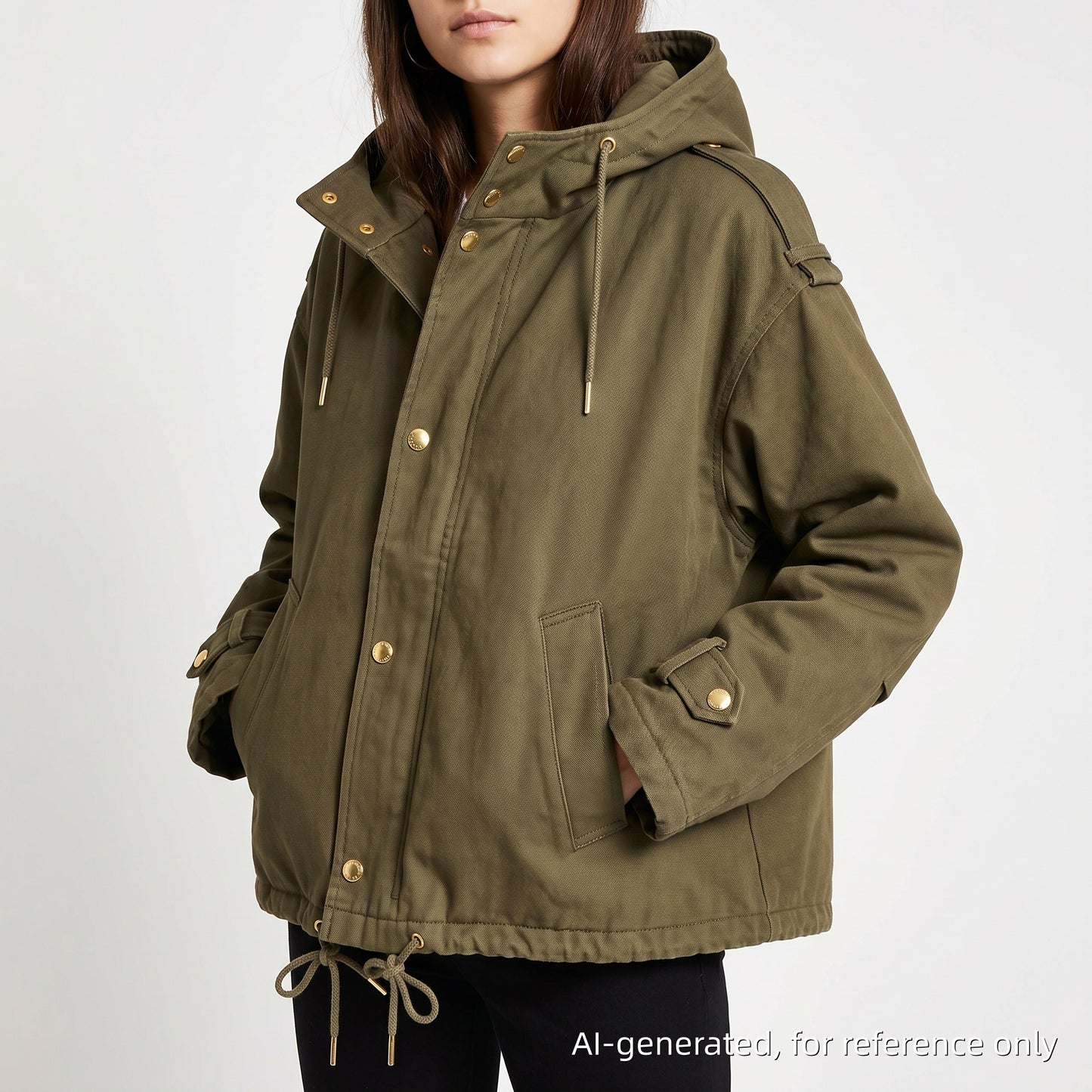 Celine Dark Green Quilted Hooded Parka Size 36