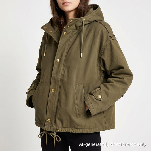 Celine Dark Green Quilted Hooded Parka Size 36