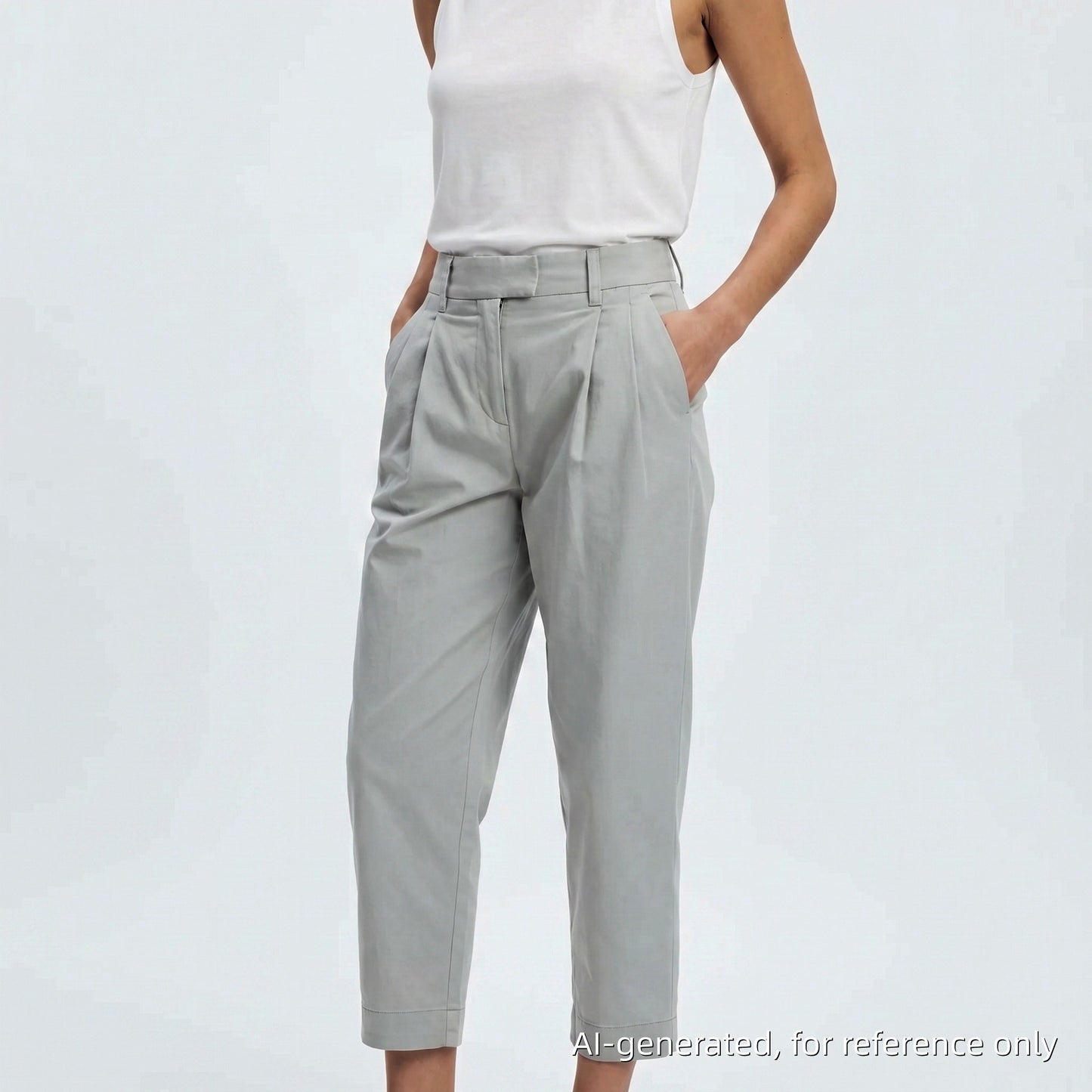 Brunello Cucinelli Light Blue Pleated Cropped Trousers Size 38