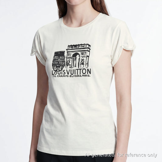 Louis Vuitton White Arch of Triumph Print T-Shirt Size S