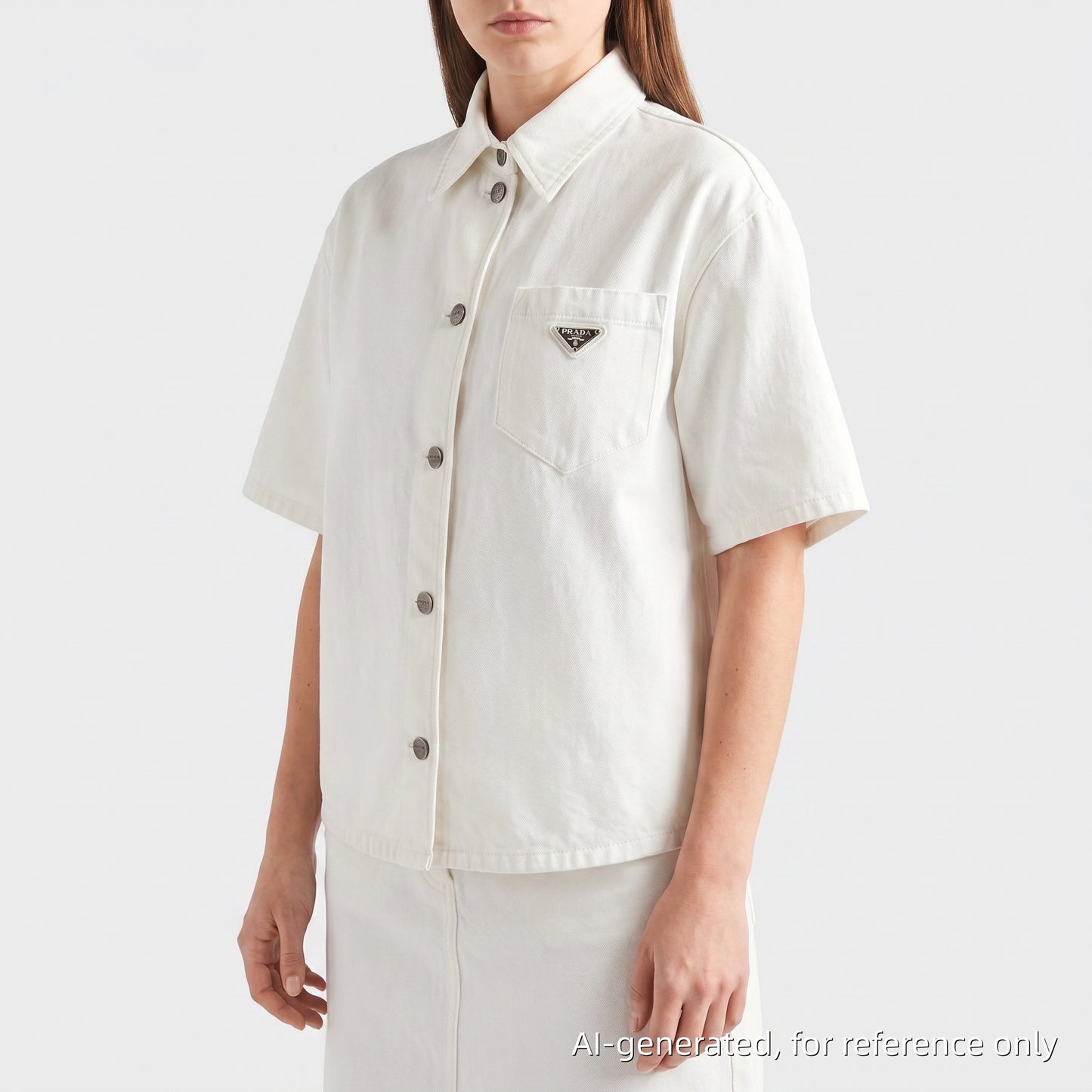 Prada White Short-Sleeve Cotton Shirt Size 36