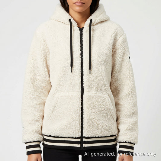 Moose Knuckles White/Black Sherpa Zip-Up Hoodie Size L
