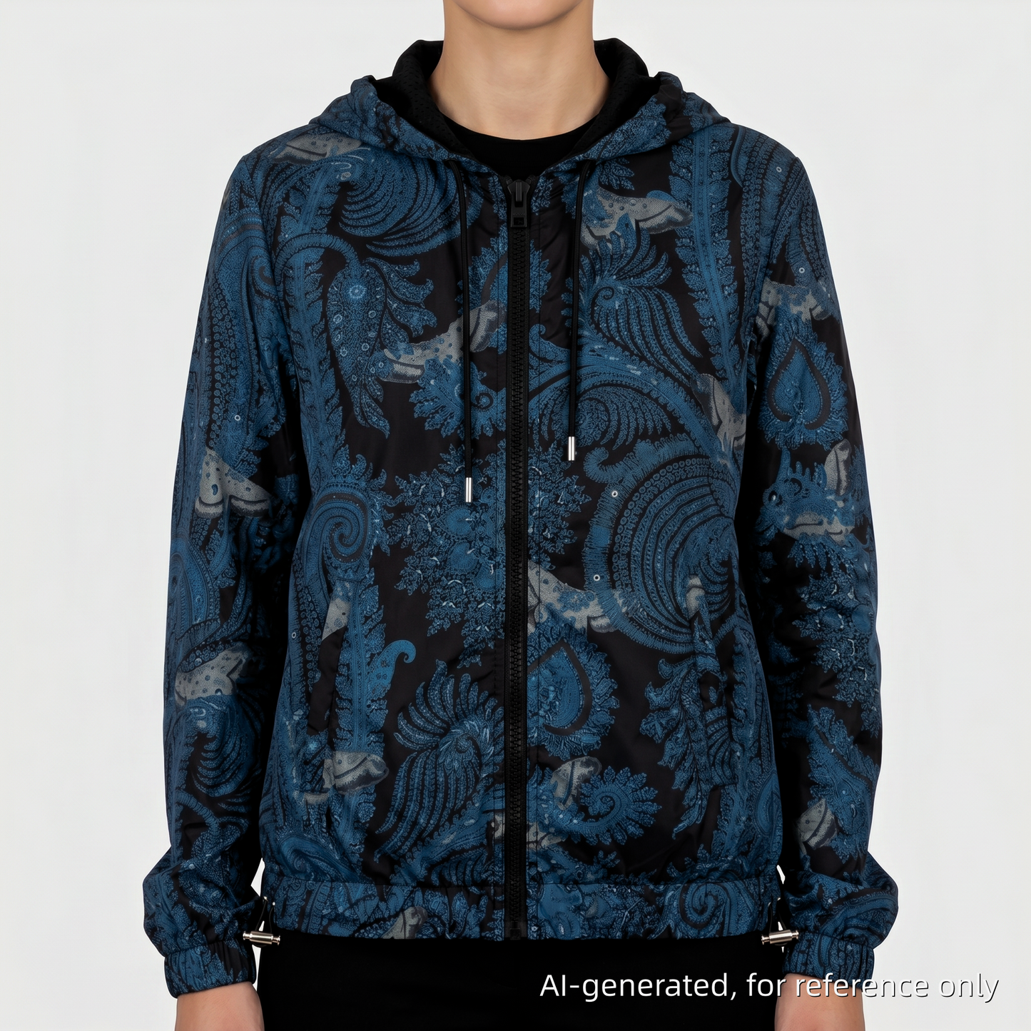 Givenchy Black/Blue Paisley Print Windbreaker Jacket Size S
